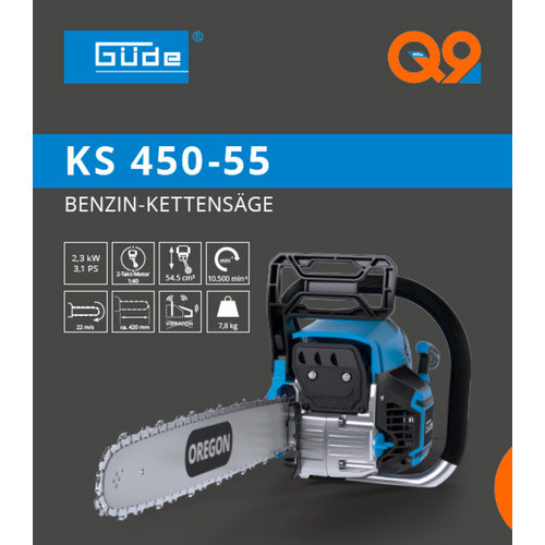 GÜDE Benzin-Kettensäge KS 450-55 in Blau/Schwarz mit 3,1 PS und 42 cm Schwertlänge - Bild 2