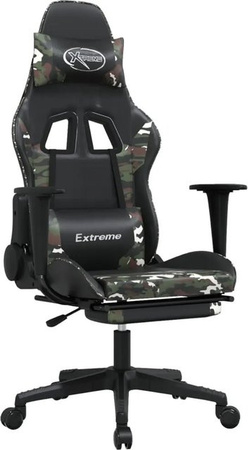 vidaXL Gamingstuhl Modell 3 in Schwarz mit Massagefunktion und Fußstütze aus Kunstleder
