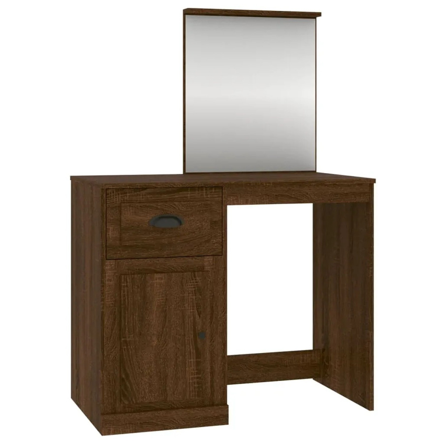 vidaXL Schminktisch mit Spiegel in Eiche Braun, B/T/H: 90 x 50 x 132,5 cm - Bild 2