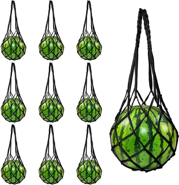 Verdanzia Melonen-Hängematte 10er Pack, schwarze Wassermelonennetze aus Baumwolle zur Unterstützung und zum Schutz von Melonen im Gemüsegarten - Bild 1