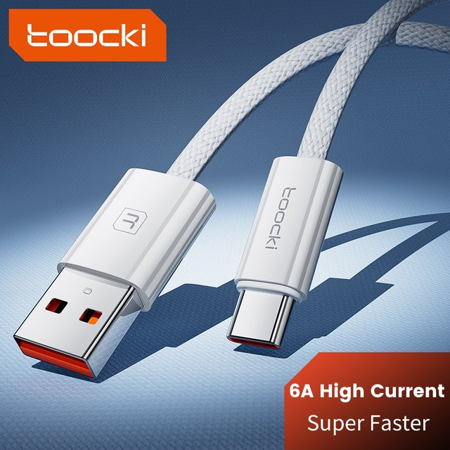 Toocki USB-C Schnellladekabel 66 W in Weiß für Huawei, Xiaomi und Samsung - Bild 1