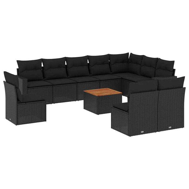 Vidaxl Garten-Sitzgruppe aus schwarzem Rattan mit Kissen im modernen Design - Bild 2