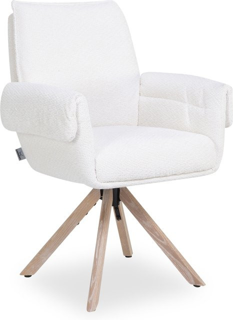 Armlehnstuhl SANSIBAR ALVESTAD in Beige mit Eichenholz und Stoffbezug, B/T/H: 55 x 60 x 92 cm - Bild 1