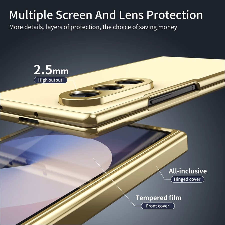 Schutzhülle aus AG-Aluminiumlegierung für Samsung Galaxy Z Fold 8 7 6 5 4 3 mit Scharnierschutz und Glasbildschirmschutz in Schwarz und Gold - Bild 4