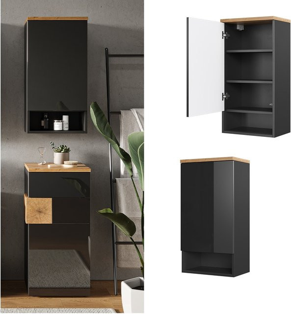 Vicco Hängeschrank Eden Badschrank in Anthrazit mit 1 Tür und 4 Fächern, Breite: 40 cm, Höhe: 77,5 cm - Bild 1
