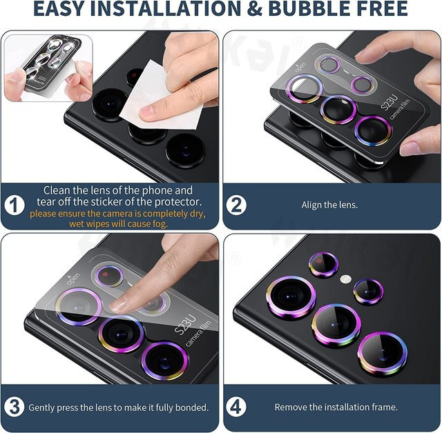 Kamera Objektiv Schutz aus gehärtetem Glas für Samsung Galaxy S25 Ultra S24 Plus S23 in Multicolour - Bild 1