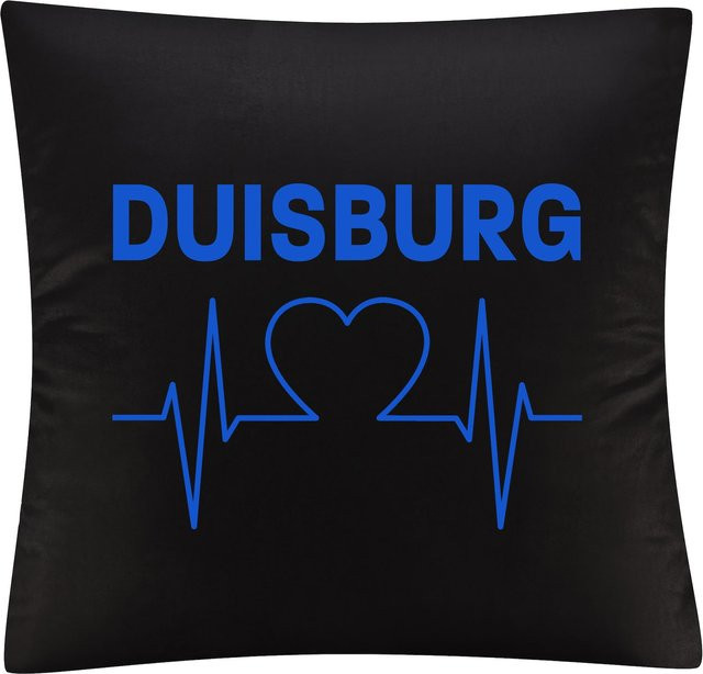 Kissenbezug multifanshop Duisburg Herzschlag Druck Blau - Bild 1