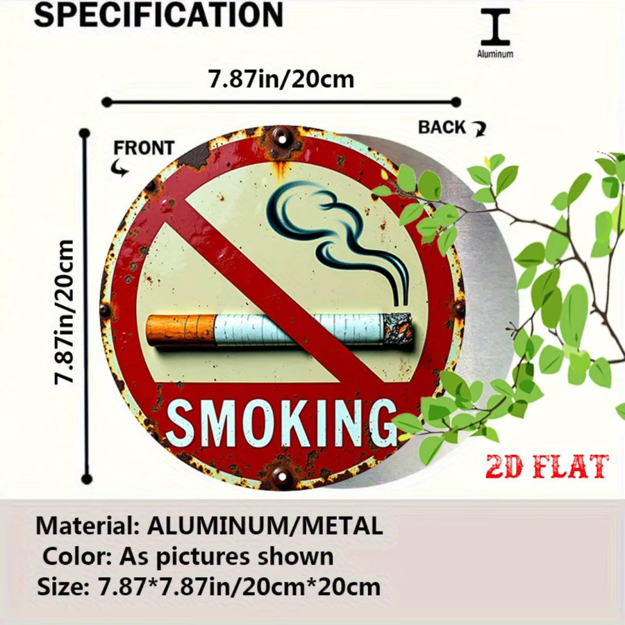 CIFBUY Vintage No Smoking Metallblechschild Rund in Multicolour als Retro Wandkunst für Zuhause, Café oder Garage - Bild 2