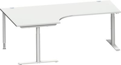Schäfer Shop Genius Winkelschreibtisch MODENA FLEX 90 Grad mit T-Fuß-Rundrohr und Ansatz links, Farbe: lichtgrau, Breite: 200 cm - Bild 1