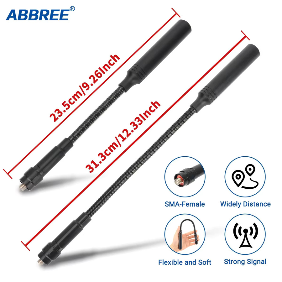 ABBREE Schwanenhals Taktische Antenne AR-168 VHF UHF mit SMA-Buchse in Schwarz für BAOFENG UV-5R 5RH 13 17 21 PRO QUANSHEGN UV K5 Plus - Bild 3