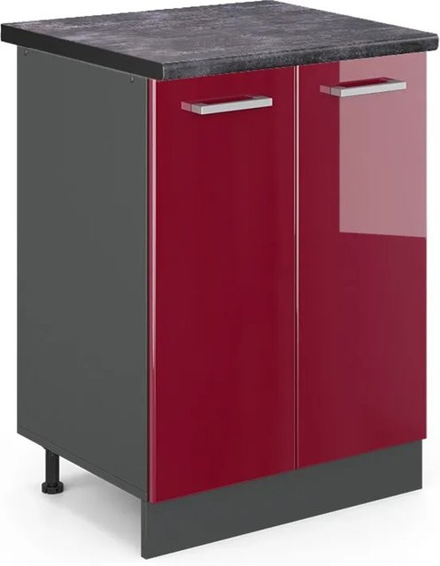 Vicco Küchenunterschrank R-Line in Bordeaux und Anthrazit Hochglanz, Breite: 60 cm, Höhe: 81,6 cm, Tiefe: 60 cm - Bild 1