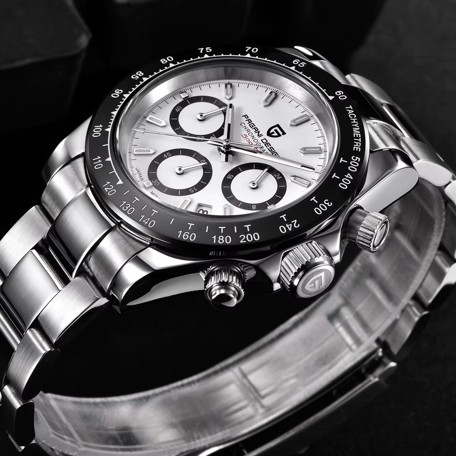 PAGANI DESIGN Chronograph, Quarz, Edelstahl, Silber, Weiß, Herren - Bild 3