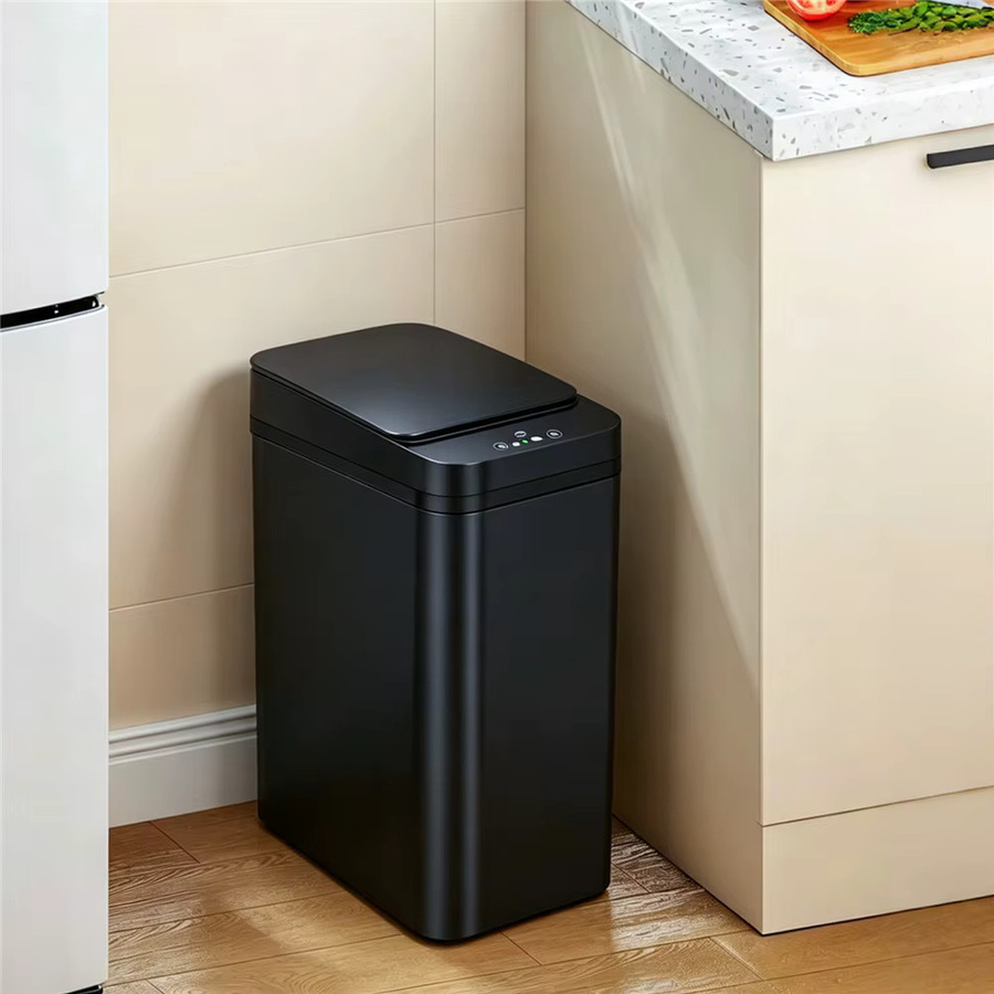 HGTUGO Automatischer Badezimmer-Mülleimer mit Deckel, 12L Intelligenter Mülleimer mit Bewegungssensor und Wasserdichtem Design, Schwarz - Bild 3