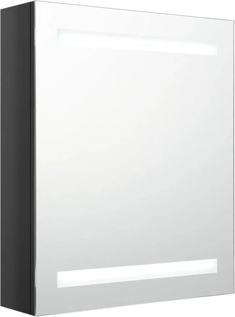 vidaXL LED-Bad-Spiegelschrank in Schwarz glänzend mit integrierter Beleuchtung und Soft-Close-Türen, B/T/H: 50 x 14 x 60 cm - Bild 1