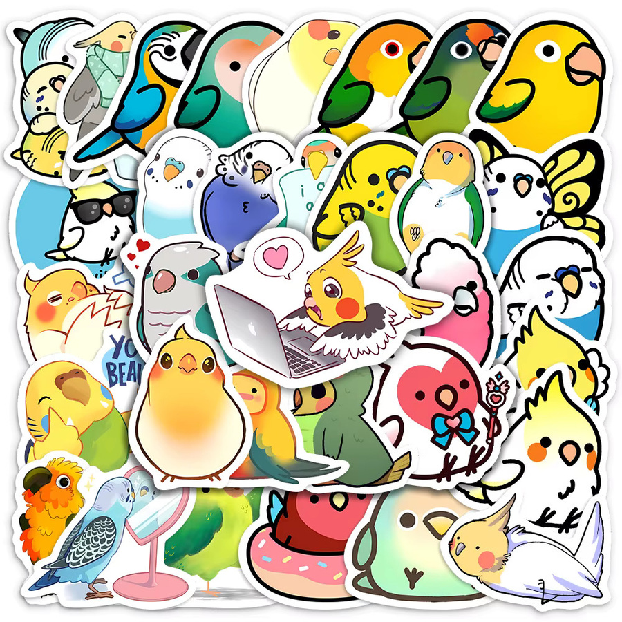 Wasserfeste Cartoon-Papageien-Vogel-Aufkleber für Kinder in Mehrfarbig zur Dekoration von Laptop, Telefon und Flaschen - Bild 2
