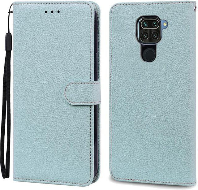 Xiaomi Redmi Note 9 Handyhülle als Leder-Brieftasche aus weichem TPU in Hellblau - Bild 1