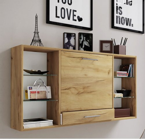VCM Wandschreibtisch Teala in Braun, B/H/T: 120 x 60 x 20 cm