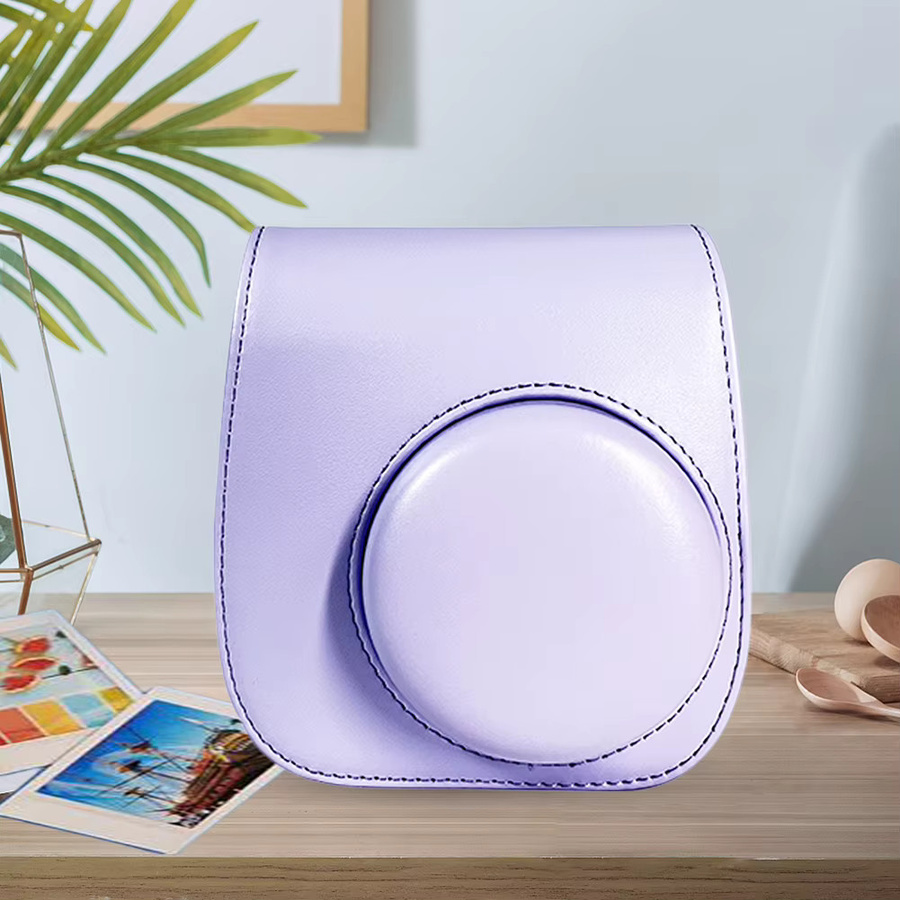 Retro-Kameratasche aus PU-Leder für Fujifilm Instax Mini 12, 11, 9 und 8 in Schwarz oder Lila - Bild 1