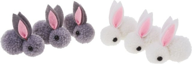 VBS Pompon-Hase Tischdeko in Weiß, Grau und Multi für Ostern - Bild 1