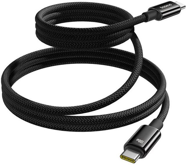 Baseus USB-C Daten- und Ladekabel Tungsten Gold 100W Schwarz 1m - Bild 1