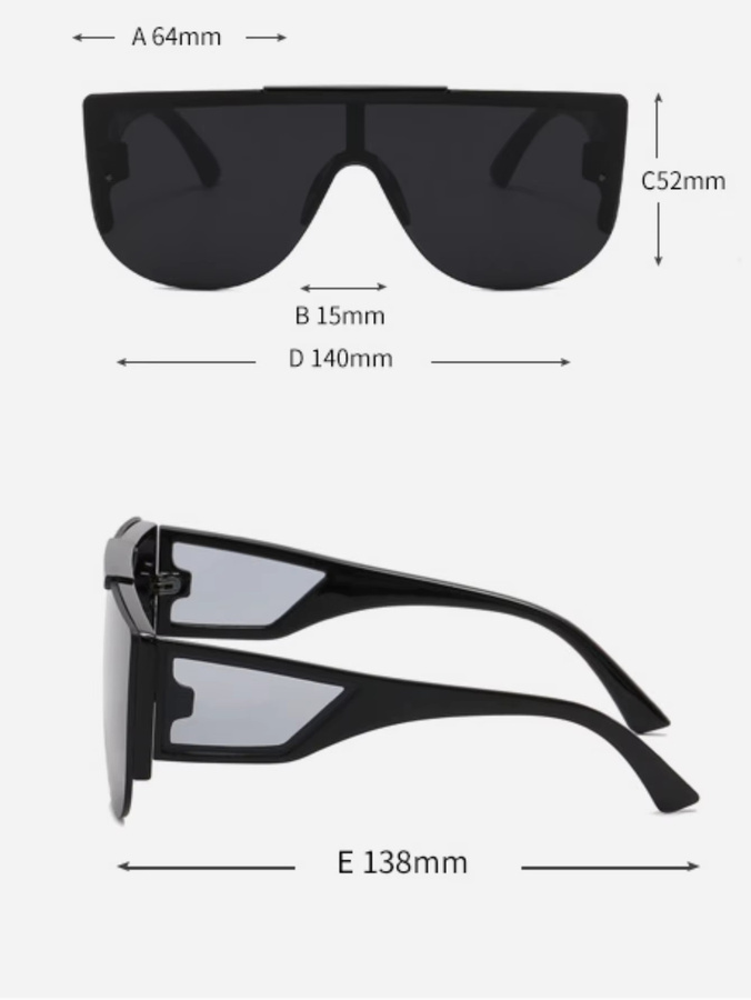 Sharif Sportsonnenbrille, quadratisch, Vollrand, Kunststoff, schwarz - Bild 3