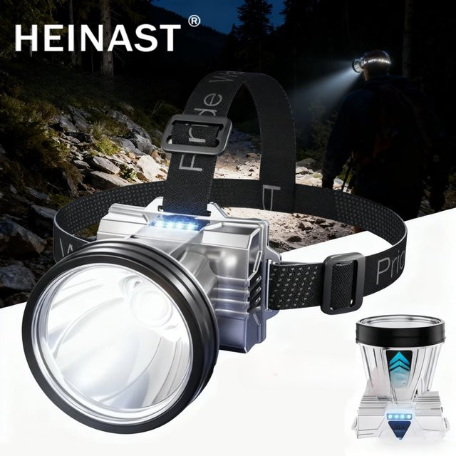 Heinast LED-Angelscheinwerfer Lanterna in Silber mit Fern- und Abblendlicht sowie Erfassungsfunktion, wiederaufladbar - Bild 1