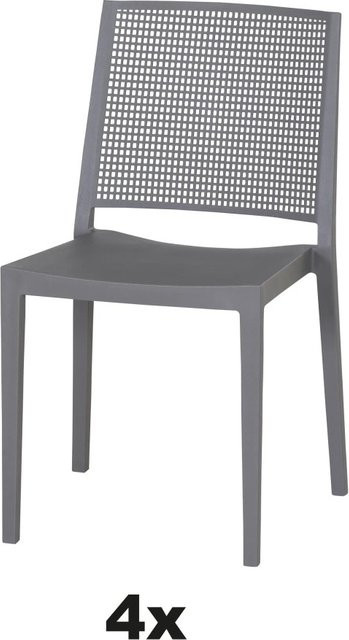 Siena Garden Stapelstuhl-Set Square 4-teilig in Grau aus Polypropylen und Glasfaser - Bild 1