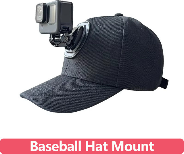 EXSKOF Freihändige Baseballkappen-Kamerahalterung für Action Cameras in Schwarz, ideal für GoPro Hero 13 12 11 9, Insta360 X5 und DJI OSMO Action 6 5, perfekt für Vlogging und Wandern - Bild 1