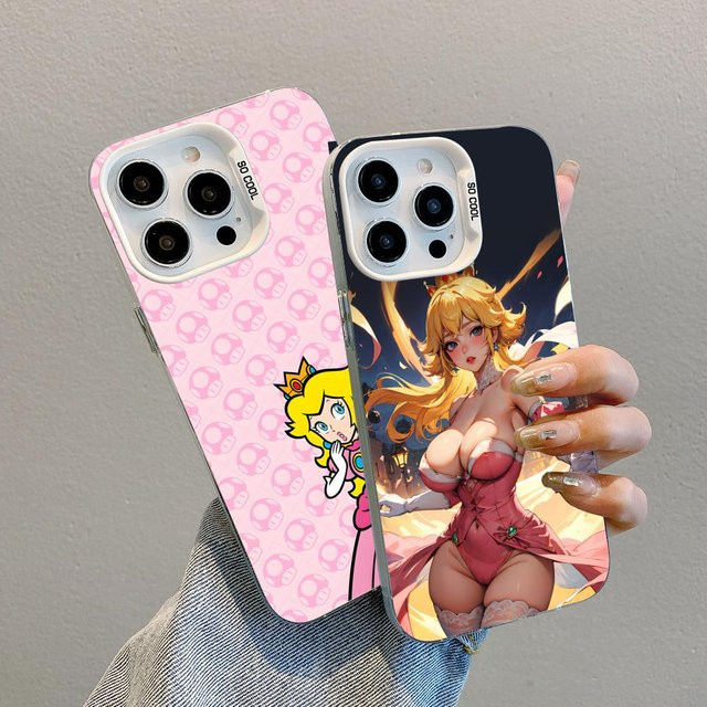 Ethanoch Anime Princess Peach Handyhülle für iPhone 11 bis 17 Pro Max Plus, Weiß durchscheinend - Bild 1