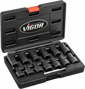 Vigour Spiralnuten-Steckschlüsseleinsatz Satz V2404N, 1/2 Zoll Vierkant, 6 – 19 mm, Schwarz - Bild 2