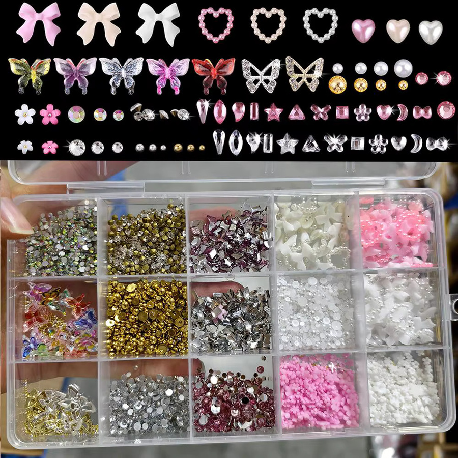 MAFANAILS Nail Art Dekorationen, 3D Blumen Bowknot Schmetterling Perlen, Glänzend - Bild 2
