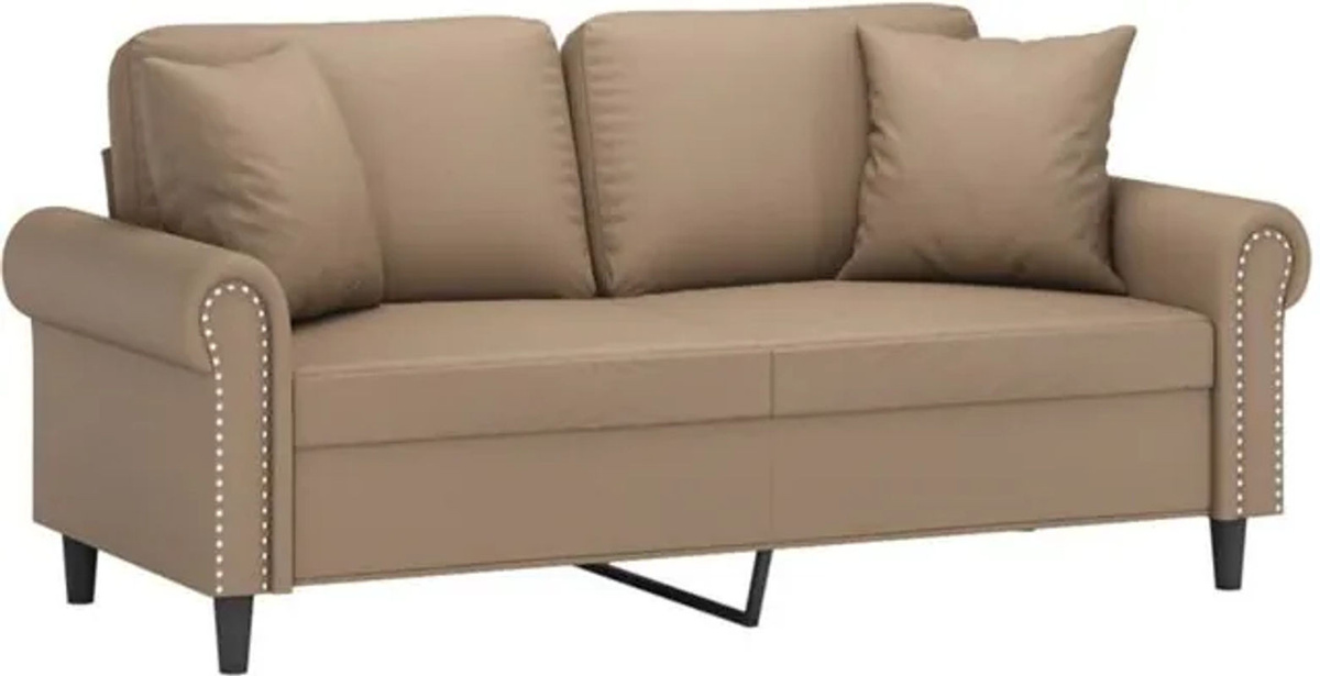 vidaxl 2-Sitzer-Sofa mit Zierkissen in Cappuccino-Braun aus Kunstleder, Breite: 140 cm - Bild 1
