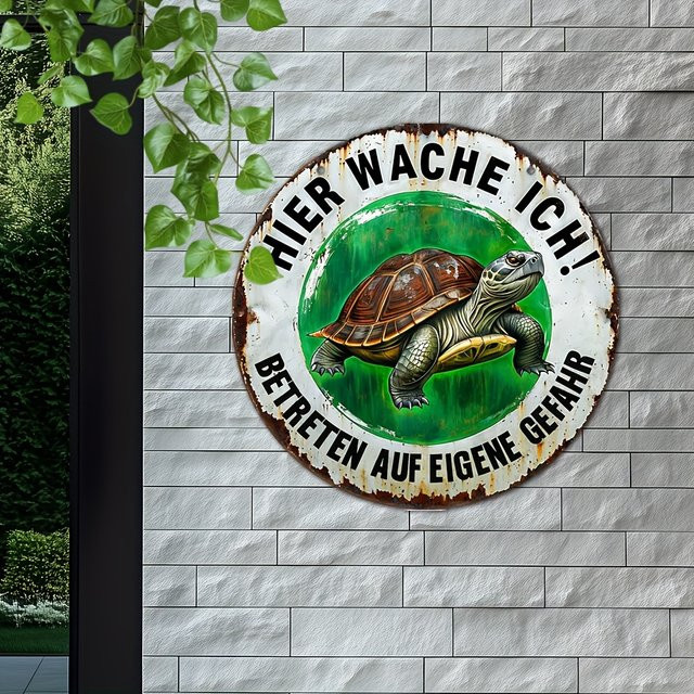 Potdemiel Aluminium-Wandschild Vintage Here I Guard Enter If I Find Myself, Mehrfarbig, B/H: 20,32 x 20,32 cm - Bild 1