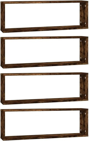 vidaXL Wandregale Set 4 Stück aus Holzwerkstoff in Räuchereiche, B/T/H: 80 x 15 x 26,5 cm
