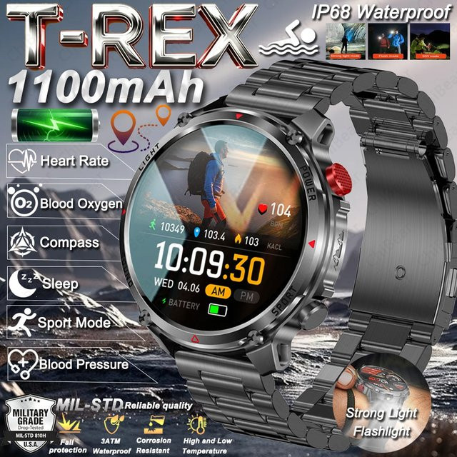 ChiBear T-Rex 3 Ultra Outdoor Sport Smartwatch für Herren in Weiß mit GPS, Bluetooth-Anruf und IP68 Wasserdichtigkeit - Bild 1