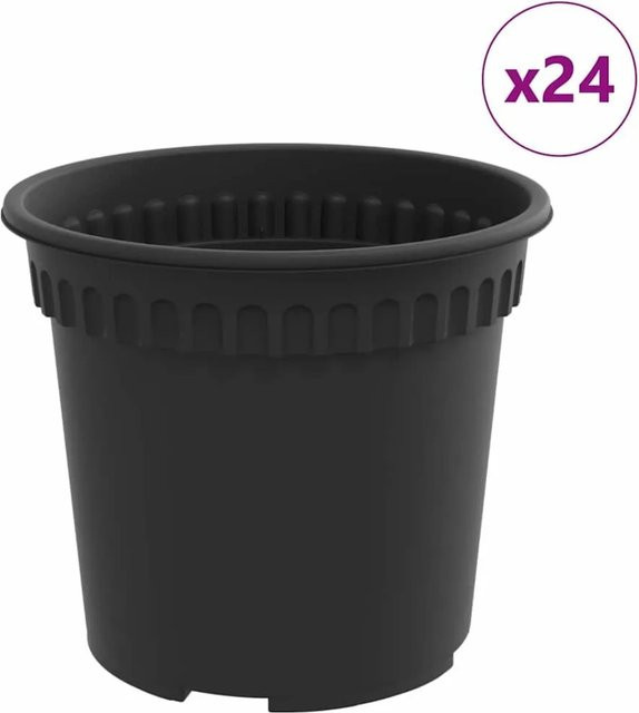 24er Set runde Blumentöpfe von vidaXL in Schwarz aus Kunststoff, Durchmesser: 15 cm, Höhe: 12 cm - Bild 1