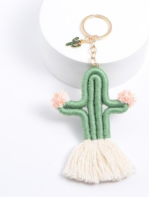 Schlüsselanhänger Kaktus, Weiß, Unisex - Bild 1