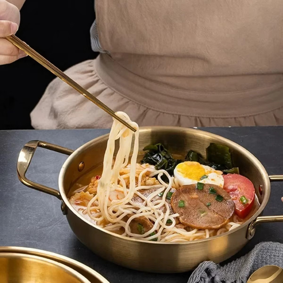 FEB.WIND Koreanischer Ramen-Topf aus Edelstahl in Gold, Mehrzweck-Kochtopf für Nudeln und Meeresfrüchte - Bild 5