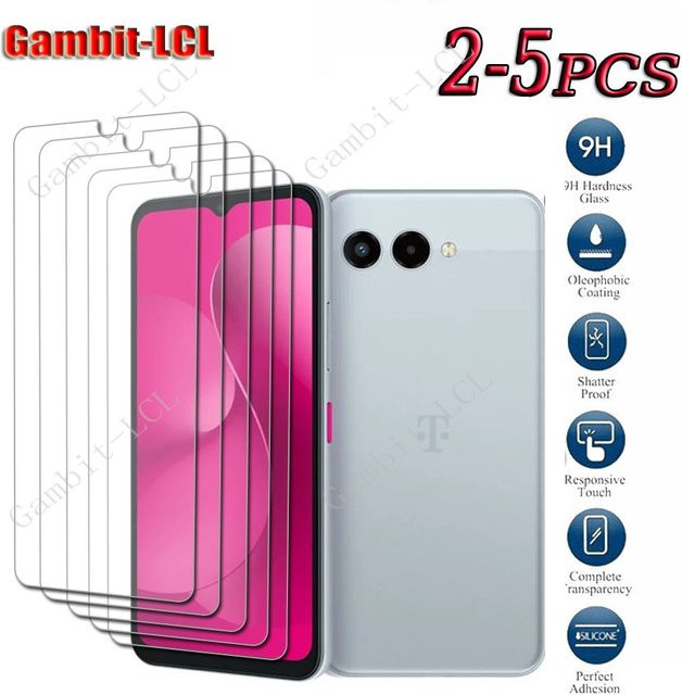 Gambit-LCL Gehärtetes Glas Displayschutzfolie für T-Mobile REVVL 8, REVVL 7 und T Phone 3, 6,6 Zoll, Transparent, 2-5 Stück - Bild 1