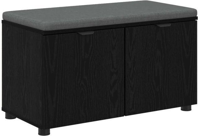 vidaXL Flurbank mit Kissen und Schuhregal in Schwarzer Eiche, B/T/H: 80 x 38 x 46 cm - Bild 1