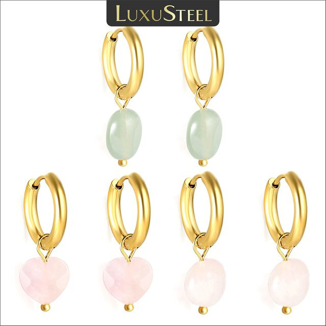 LUXUSTEEL Creolen Edelstahl, Naturstein, Damen - Bild 1