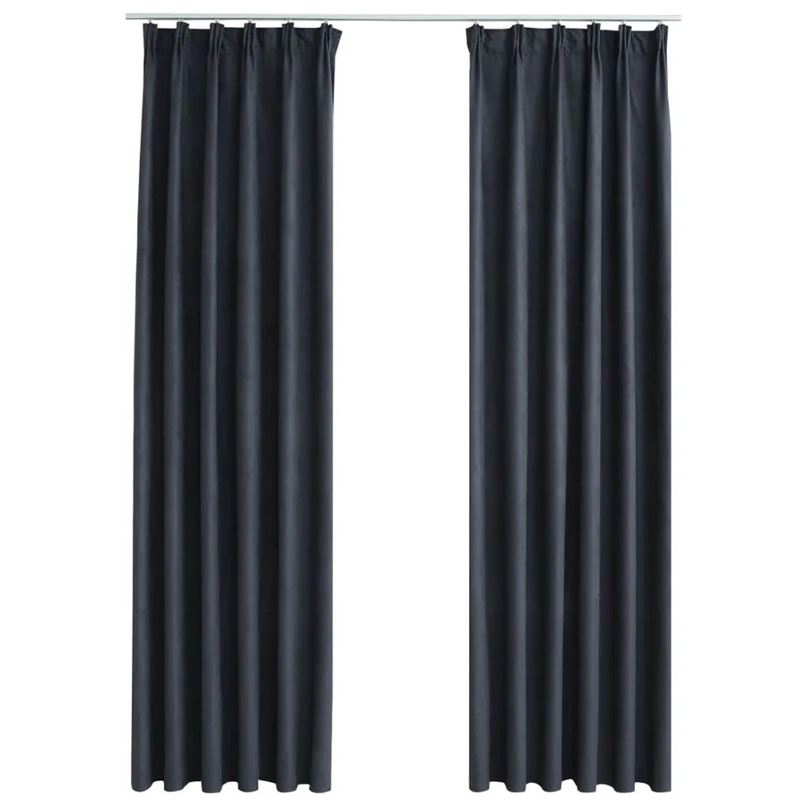 vidaXL Verdunkelungsvorhänge mit Haken, 2 Stück, Anthrazit, Breite: 140 cm, Höhe: 245 cm - Bild 2