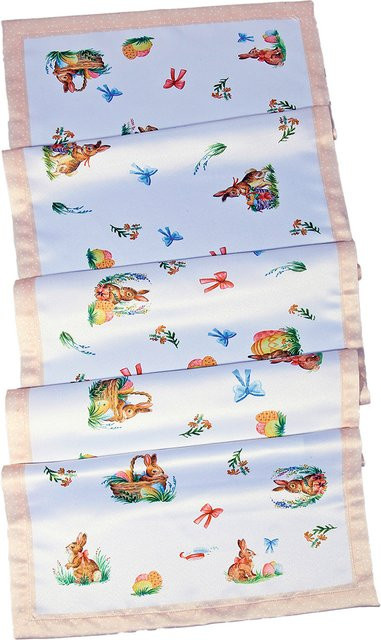 Tischläufer Nostalgische Ostern von St. Benno Verlag in Weiß mit grafischem Design, Breite: 40,0 cm - Bild 1