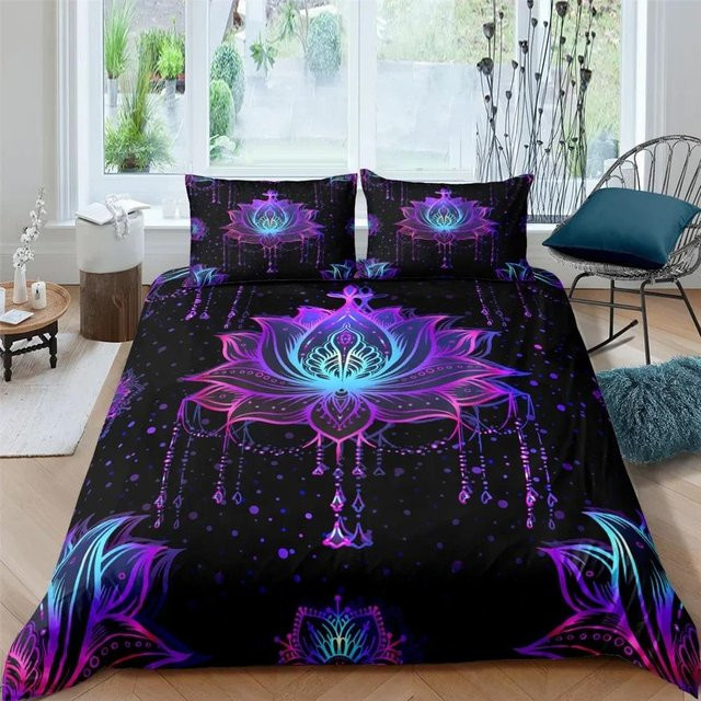 Bettwäsche-Set Bohemian Lotus von Binchi Outdoor Product mit Mandala-Motiv in Multicolour, Material Mikrofaser, B/H: 135 x 200 cm - Bild 1