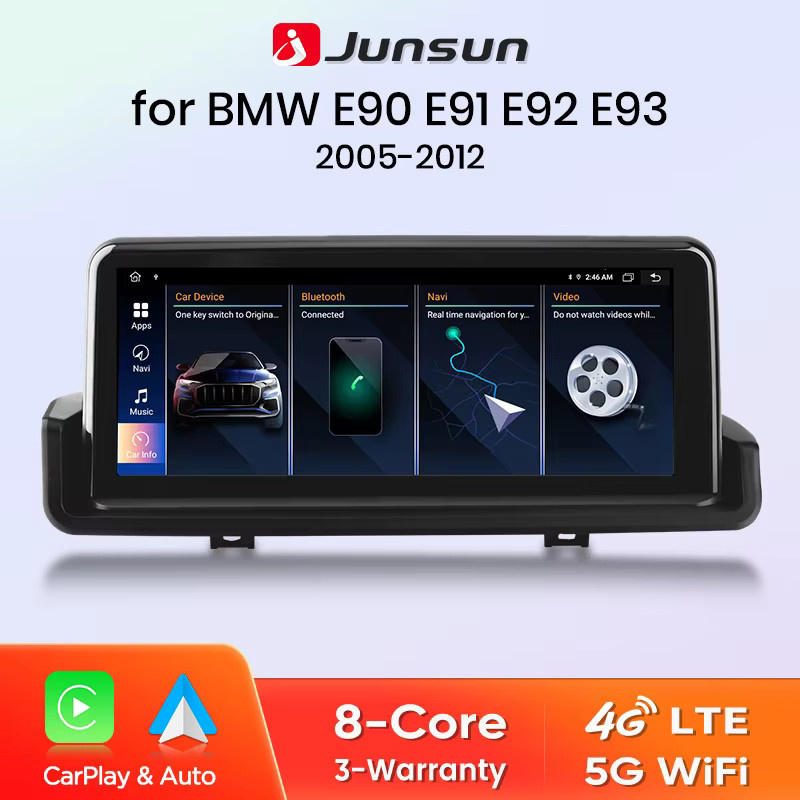 Junsun Wireless CarPlay und Android Auto Autoradio mit Bluetooth und Mirroring für BMW E90 E91 E92 E93 (2005-2012), Schwarz - Bild 6