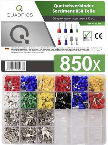 Quadrios 22C423 Quetschverbinder-Sortiment in Rot, Blau, Gelb, Grün, Weiß und Transparent für 0.5mm² bis 6mm² - Bild 1