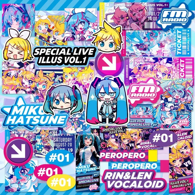 Bandai Vocaloid Hatsune Miku Kagamine Gemini Aufkleber, 34/50/60 Stück - Bild 1