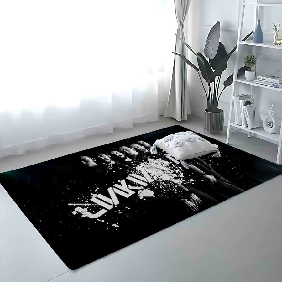 L-Linkin Anti-Rutsch Fußmatte aus Polyester in Schwarz mit modernem Grafikdesign, B/T: 60 x 40 cm - Bild 5
