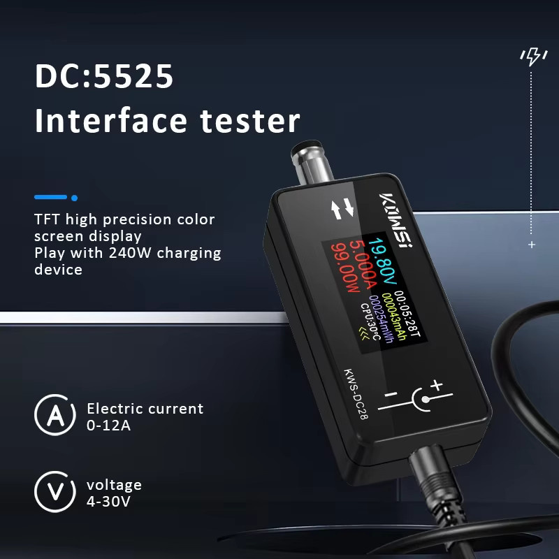 KWS DC28 Schnittstellentester mit 0,96 Zoll TFT HD Digitalanzeige als DC Spannung Amperemeter und Leistungsmesser in Schwarz - Bild 2