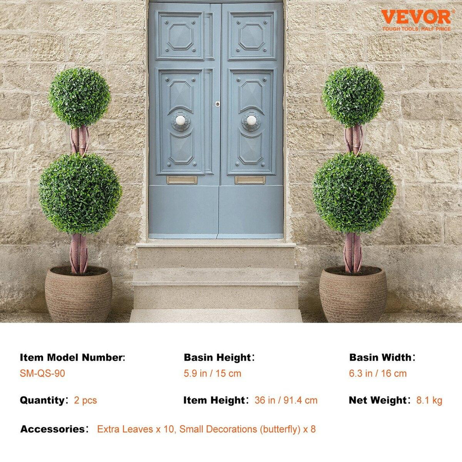 2er-Pack Künstlicher Buchsbaum Formschnittbaum von Buying Solutions, MB, UV-beständige Kunstpflanze für Innen und Außen, H: 91,4 cm, B: 28,0 cm, T: 28,0 cm - Bild 4